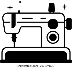 digital embroidery sewing machine Concept, Domestic Stitching Tailoring Machine vector icon design, Glamour and beauty symbol, Haute couture Sign, Fashion Show and Exhibition stock illustration