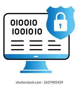 Icono de cifrado digital que muestra el escudo de símbolos de bloqueo y la red segura