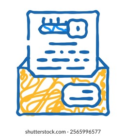 digital encryption key doodle icon sketch vector. digital encryption key sign. isolated symbol illustration