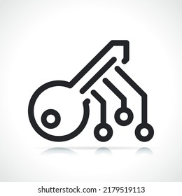 digital encryption key line icon