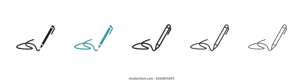 Digital Endorsement Vector Icon Set. Electronic Signature Vector Symbol for UI Design.