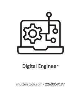 Digital Engineer Vector Outline Icon Design illustration. Engineering Symbol on White background EPS 10 File