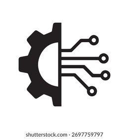 Icono de engranaje de ingeniería digital: concepto de Tecnología y automatización