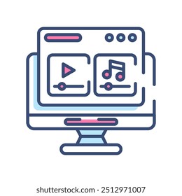Digital Entertainment Fill Color Icon, Vector illustration