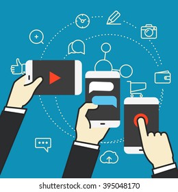 Digital entertainment illustration. Flat design illustration