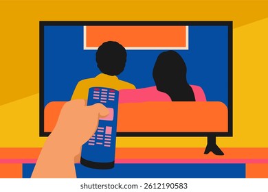 Digital entertainment watching tv illustration
