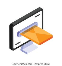 A digital envelope emerging from a screen, symbolizing online communication and notifications