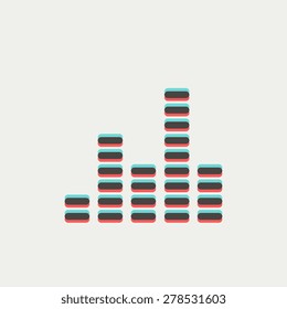 Digital equalizer icon thin line for web and mobile, modern minimalistic flat design. Vector icon with dark grey outline and offset colour on light grey background.