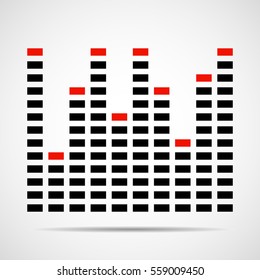 Digital equalizer on white with red strip. Vector illustration. Eps10