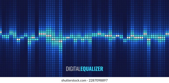 Digital Equalizer. Pixel Grid Sound Visualization. Colorful Pixel Mosaic. Vector illustration. svg