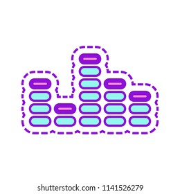 Digital equalizer. Simple icon. Colored sketch with dotted border on white background