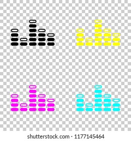 Digital equalizer. Simple icon. Colored set of cmyk icons on transparent background