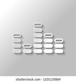 Digital equalizer. Simple icon. Paper style with shadow on gray background