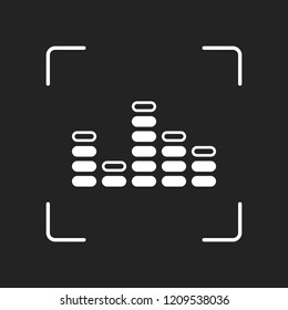 Digital equalizer. Simple icon. White object in camera autofocus on dark background