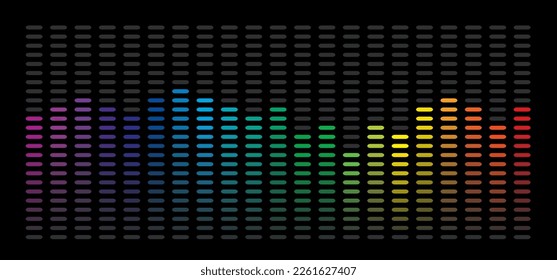 Digital equalizer or equalizer symbol. pulse musical,music sound wave mixer. music soundwave diagram. Volume level. Music audio frequency, voice line waves, electronic signal. Record, decibels dB rays