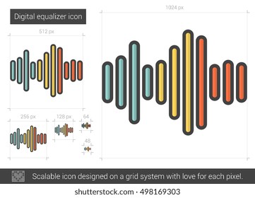 Digital equalizer vector line icon isolated on white background. Digital equalizer line icon for infographic, website or app. Scalable icon designed on a grid system.