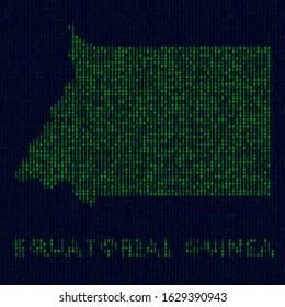 Digital Equatorial Guinea logo. Country symbol in hacker style. Binary code map of Equatorial Guinea with country name. Artistic vector illustration.
