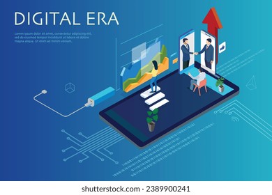 Digital era Isometric concept  illustration, use for web banner, infographics.