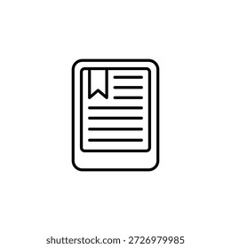 Digital E-Reader Bookmark Outline Icon For Online Learning