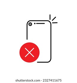 digital error or payment problem in mobile phone. flat outline trend modern simple e-wallet logotype graphic design web element isolated on white.