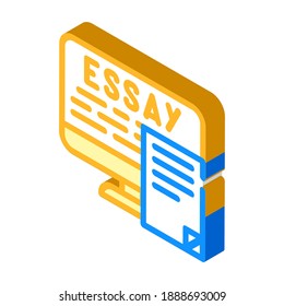 digital essay isometric icon vector. digital essay sign. isolated symbol illustration