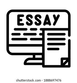 Digital Essay Line Icon Vector. Digital Essay Sign. Isolated Contour Symbol Black Illustration