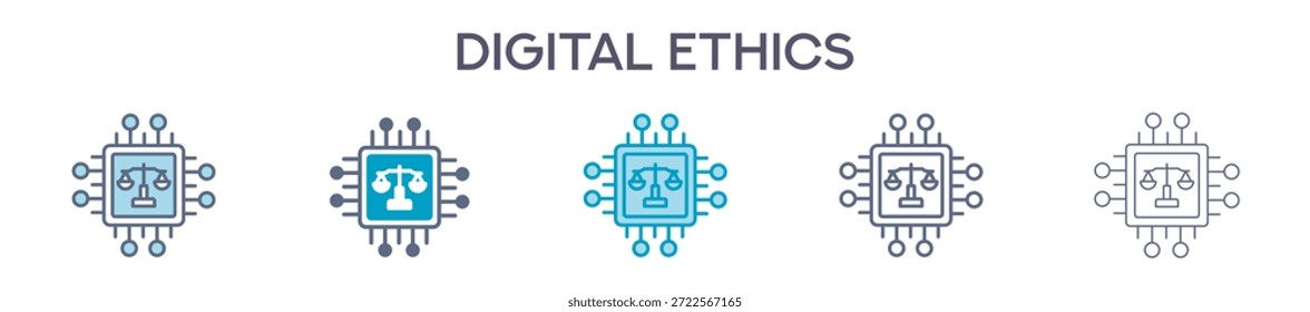 Elemento De Ética Digital Para Diseño Gráfico - Estilos Múltiples. Ilustración vectorial De Dos Colores Y Negro. Los Diseños Múltiples De Los Iconos Se Pueden Utilizar Para El Móvil, Ui, Web