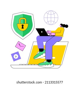 Digital ethics and privacy abstract concept vector illustration. Digital mediums behavior, internet privacy violation, secure online data protection, user information gained abstract metaphor.