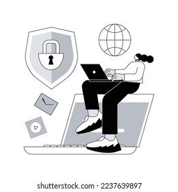 Digital ethics and privacy abstract concept vector illustration. Digital mediums behavior, internet privacy violation, secure online data protection, user information gained abstract metaphor.