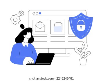 Digital ethics and privacy abstract concept vector illustration. Digital mediums behavior, internet privacy violation, secure online data protection, user information gained abstract metaphor.