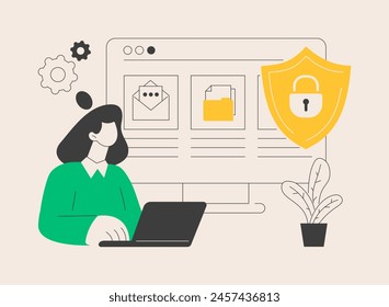 Digital ethics and privacy abstract concept vector illustration. Digital mediums behavior, internet privacy violation, secure online data protection, user information gained abstract metaphor.