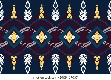 Digital ethnic abstract, embroidery, paisley, red floral motif on traditional background.
