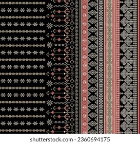 Digital ethnic style border motif luxury flowers handmade drown