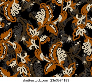 Digital ethnic style border motif luxury flowers handmade drown