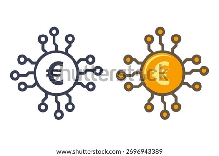 Digital euro for online payment. Flat illustration.