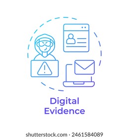 Digital evidence blue gradient concept icon. Cyber forensics, electronic devices. Round shape line illustration. Abstract idea. Graphic design. Easy to use in infographic, presentation