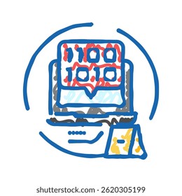 evidência digital crime doodle ícone esboço vetor. prova digital crime sinal. símbolo isolado ilustração