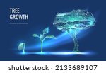 Digital evolution or seedling growth in futuristic polygonal style. The concept of business and income growth and startup transformation. Vector illustration