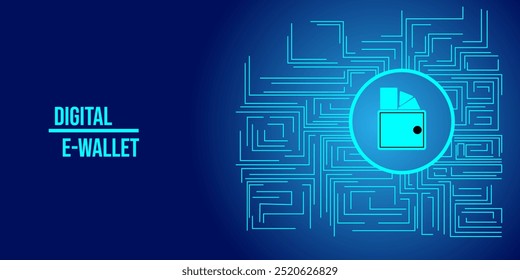 Aplicação de transação de carteira eletrônica digital. Transação de pagamento online digital. pagamento digital online em moeda eletrônica. aplicação e-wallet e transação online. design vetorial de linhas abstratas.