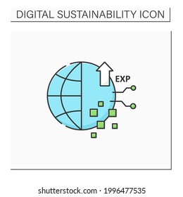 Digital experience color icon. Interaction between person and an organization.Modern technology.Global digitalization. Digital sustainability concept.Isolated vector illustration