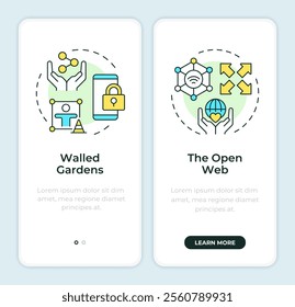 Digital experiences onboarding mobile app screen. Auditory check walkthrough 2 steps editable graphic instructions with linear concepts. UI, UX, GUI template