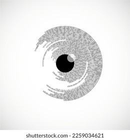Digital eye with binary code, technology сoncept. Futuristic tech secure surveillance