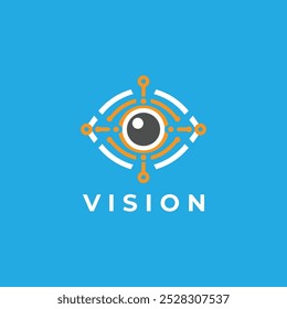 Logotipo del circuito del ojo digital - concepto de visión futurista