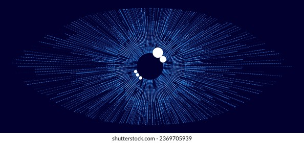 Digital Eye. Computer Vision AI Concept. Abstract Science Technology Illustration. Technology Big Data Neural Network Background Concept. Vector Illustration.