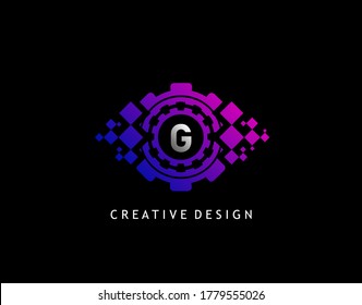 Digital Eye G Letter Data Logo, Modern Cyber Eye Initial G Icon design