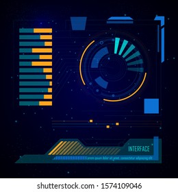 Digital Eye HUD UI, Sci-fi Futuristic User Interface, Virtual Target Vector. Space Technology Background, Spy Artificial Intelligence Concept. Cosmic Surveillance System Screen, Spaceship Radar Focus