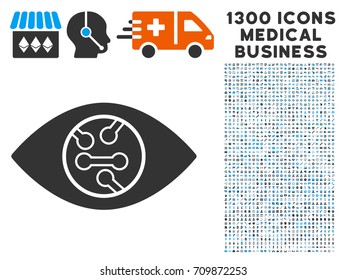Digital Eye Lens gray vector icon with 1300 healthcare commercial pictograms. Collection style is flat bicolor light blue and gray pictograms.
