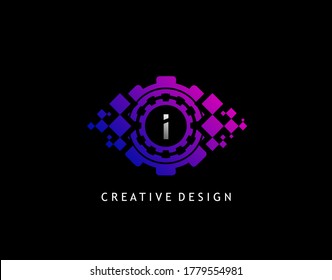 Logotipo de datos de la carta Digital Eye I, diseño de iconos iniciales I del ciberojo moderno