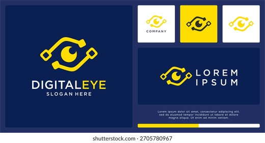 Plantilla de diseño de logotipo de ojo digital