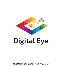 Digital eye logo design vector  template